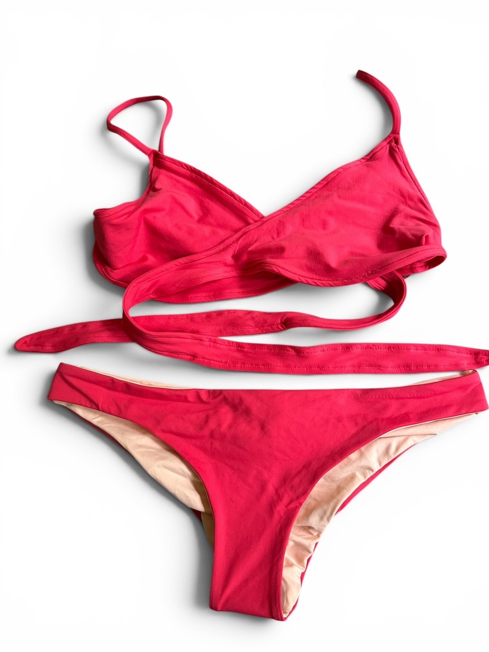 NWOT L*Space Chloe bikini set green pink extra small